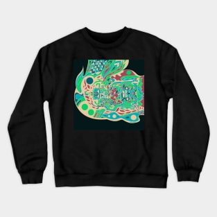 palenque in space with mayan astronaut ecopop Crewneck Sweatshirt